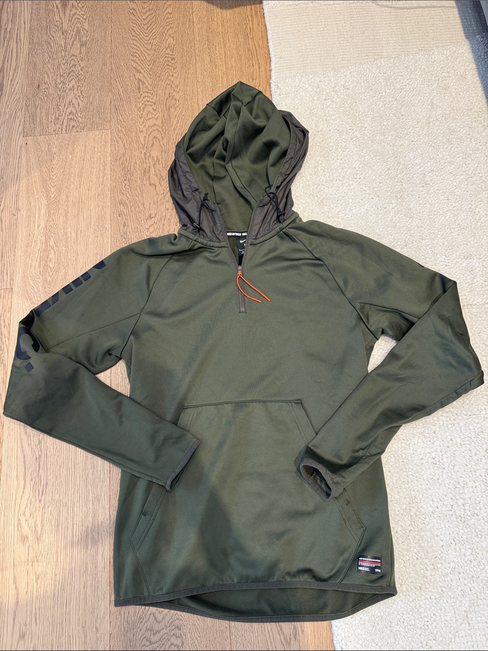 Nike F.C. Olive Green Zip-Front Hoodie Warm-Up Soccer Fleece